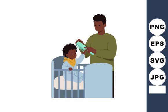 Download Father Feeding Baby with Bottle Near Cri - Feeding baby Collection