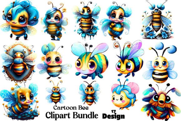 Download Cartoon Bee Clipart Bundle - Cartoon bee Collection
