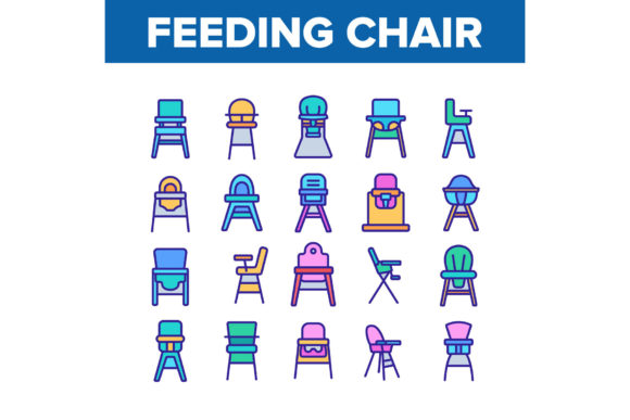 Download Feeding Baby Chair Collection Icons Set - Feeding baby Collection