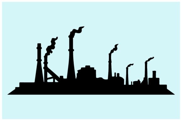 Download Urban Factory with Chimney Silhouette - Urban factory Collection