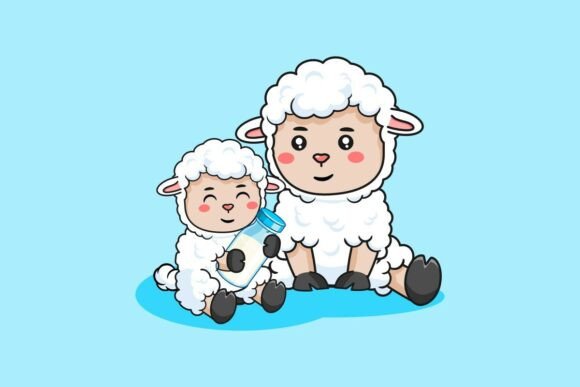 Download Mother Sheep Feeding Baby Lamb with Milk - Feeding baby Collection