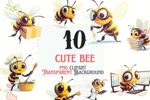 Download 10 Cute Cartoon Bee PNG Clipart Pack - Cartoon bee Collection