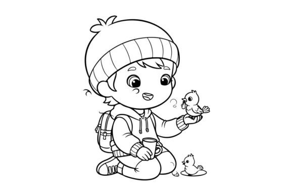 Download Cute Nurse Child Feeding Baby Birds Vect - Feeding baby Collection
